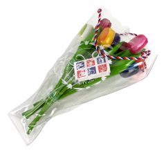 "Zeg het met bloemen" - 9 Grote tulpenboeket met cadeaukaartje, 34cm