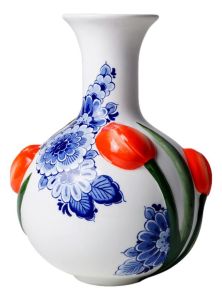 Globe Vase with 3D Tulips 20 cm