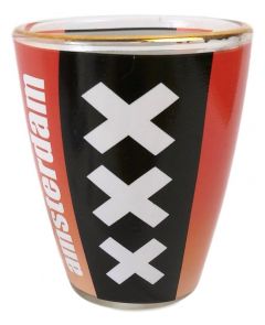 Shotglas Amsterdam Wapen, Rood/Zwart