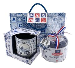 Delfts Blauw Souvenirset met Hollandse Stroopwafels