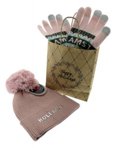 Gift set "Pink Winter" - Hat and gloves
