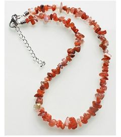 Ketting Carneool splitkralen, 44cm.