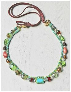 Ketting 2 rijen facetgeslepen tsjechische kralen