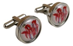 Manchetknopen Rode Tulp, in cadeaudoosje