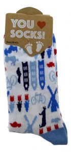 Dames Sokken "Grachtenhuisjes Delfts blauw" - 35-41