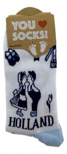 Dames Sokken "Kussend Paar Delftsblauw" - 35-41