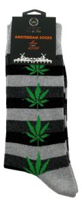 Heren Sokken "Amsterdam Cannabis" - Grijs 43/46