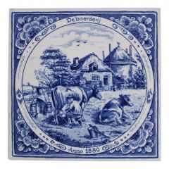 Delft blue tile - "Farm Anno 1880", 15 cm