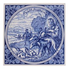 Delft blue tile - Hunter, 15 cm