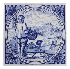 Delft blue tile - Fisherman, 15 cm