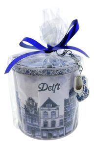 Stroopwafels in blik "Delft Klassiek", Groot, cadeau