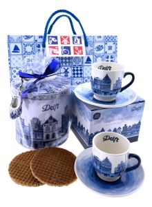 Delfts Espresso Cadeauset met stroopwafels