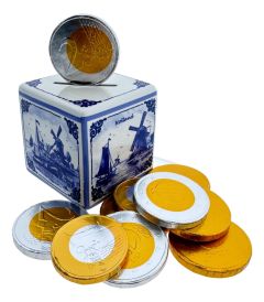 Delfts blauwe Spaarpot met Chocolade geschenk