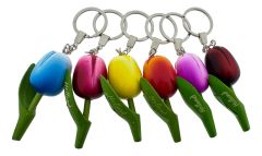 Cadeauset Sleutelhangers Set 6 Houten Tulp Holland, 8 cm