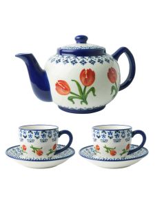 Orange Tulip Teapot Set - 3-Piece - Ceramic