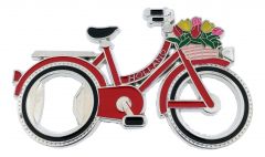 Flesopener Magneet "Rode Fiets met Tulpen"