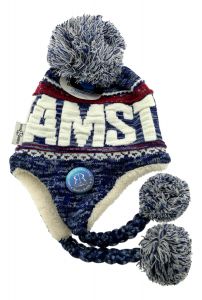 Flapmuts met Pompon "Amsterdam, Blauw"