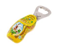 Houten klomp flesopener geel, 8 cm