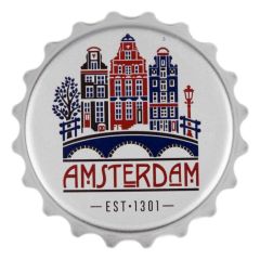 Flesopener Magneet Amsterdam Grachtenhuisjes