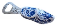Houten klomp flesopener Delfts blauw, 8 cm