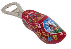 Houten klomp flesopener rood, 8 cm