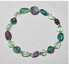 Armband Fluorietkralen met facetgeslepen hematietkraaltjes