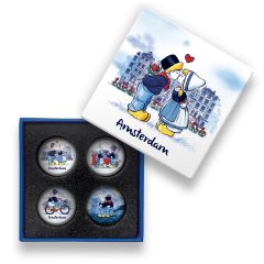 Glasmagneten Cadeaudoosje "Kussend Paar"