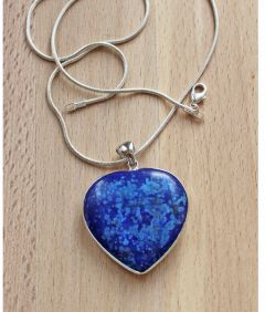 Necklace Lapis Lazuli with heart charm 37x35x8mm, natural, undyed