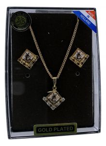 Ketting met Oorbellen Goud "Molen Vierkant"