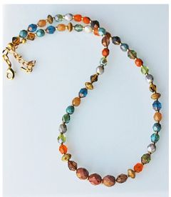 Kleurige ketting met facetgeslepen glaskralen, 45cm