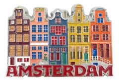 Magnet metal 5 colored houses Amsterdam