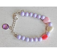 Kinderarmband Lila kralen met hartjes