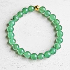 Armband groene Aventurijn kralen, goudkleurige kraal