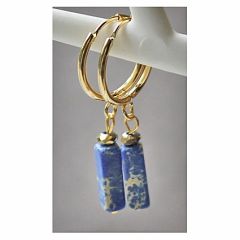Huggie Hoop earrings, goldplated stainless steel, with Imperial Jasper bead
