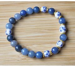 Blue Aventurine bracelet with delftblue beads