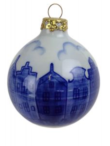 Delft blue christmas ball "Canal houses"
