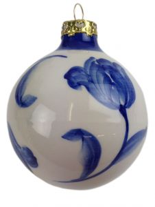 Kerstbal Tulp delfts blauw
