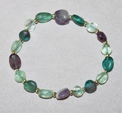 Bracelet fluorite beads with small facetted hematite beads