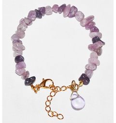 Armband zacht lila en roze Lepidoliet splitkralen met bedel