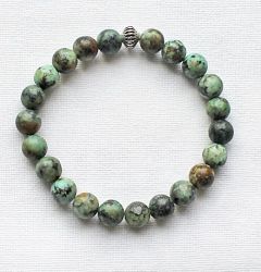 Armband groene Afrikaanse Turkoois kralen, 19cm