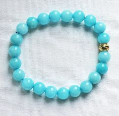 Jade armband 8mm aquamarijn blauwe kralen, 18cm.