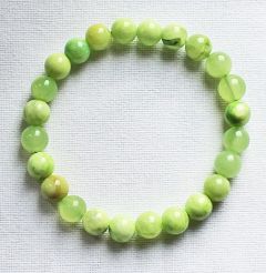 Armband 8mm zachtgroene jade kralen, 19cm.