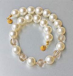 Halsketting matte acryl parels, swarovski bicones