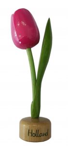 Tulp op houten voet, Roze Wit
