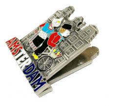 Magneetclip "Amsterdamse gracht met fiets" - tin