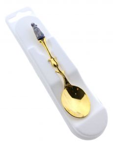 Teaspoon in a box - Delft blue woman- gold colored 