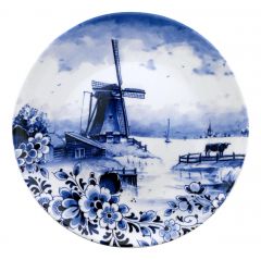 Wandbord "molenlandschap met bloemen", 20 cm