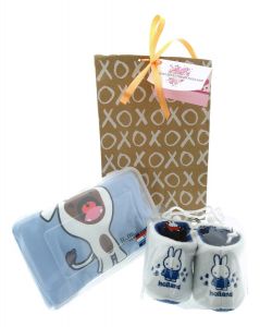 Baby Romper "Cow Blue" Gift set with slippers