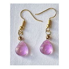 Druppel oorbellen transparant lila-roze hanger