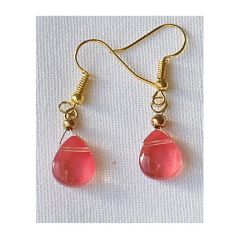 Druppel oorbellen, transparant zacht rood